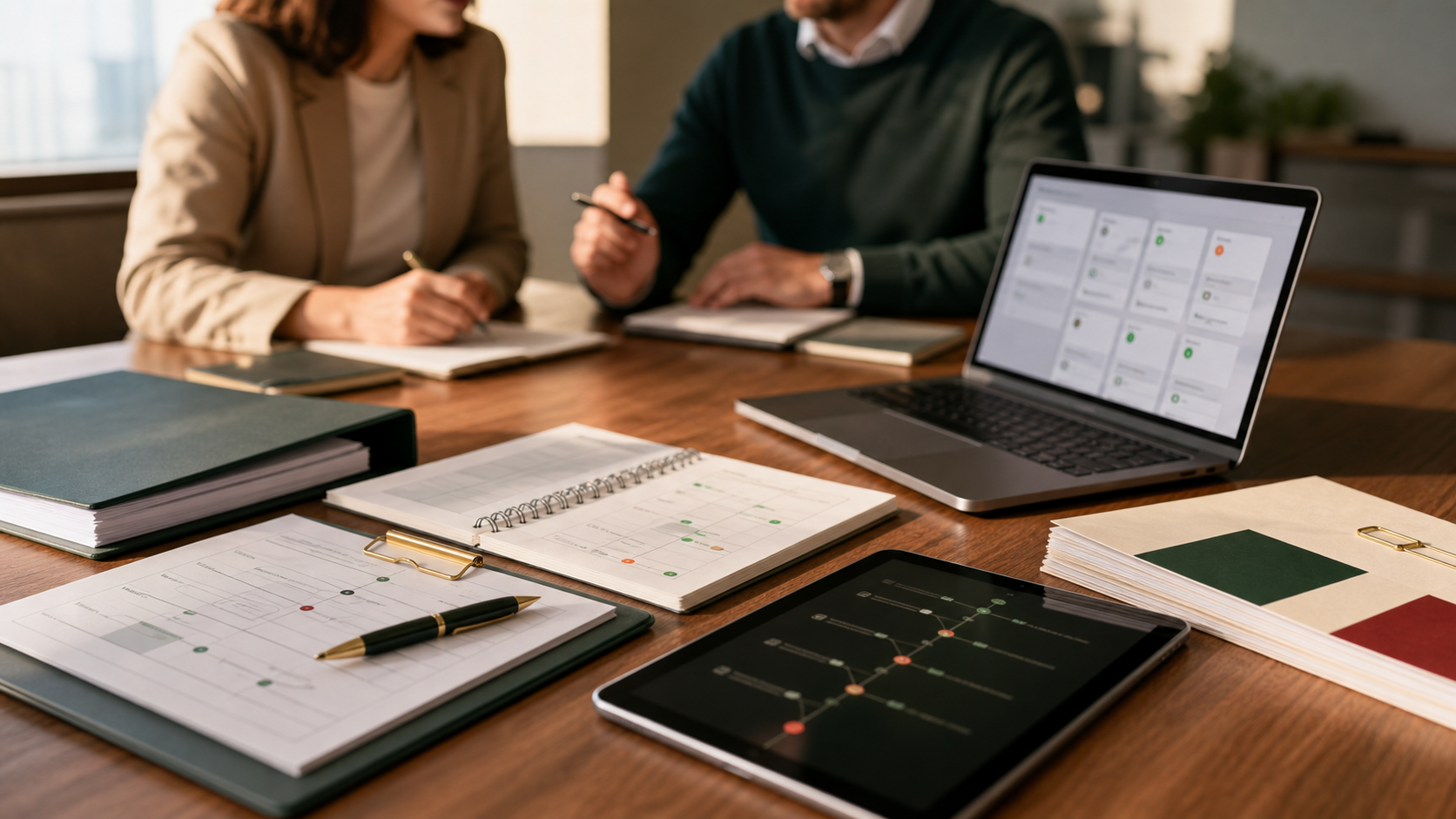A regulated workflow review session with documents and approval screens
