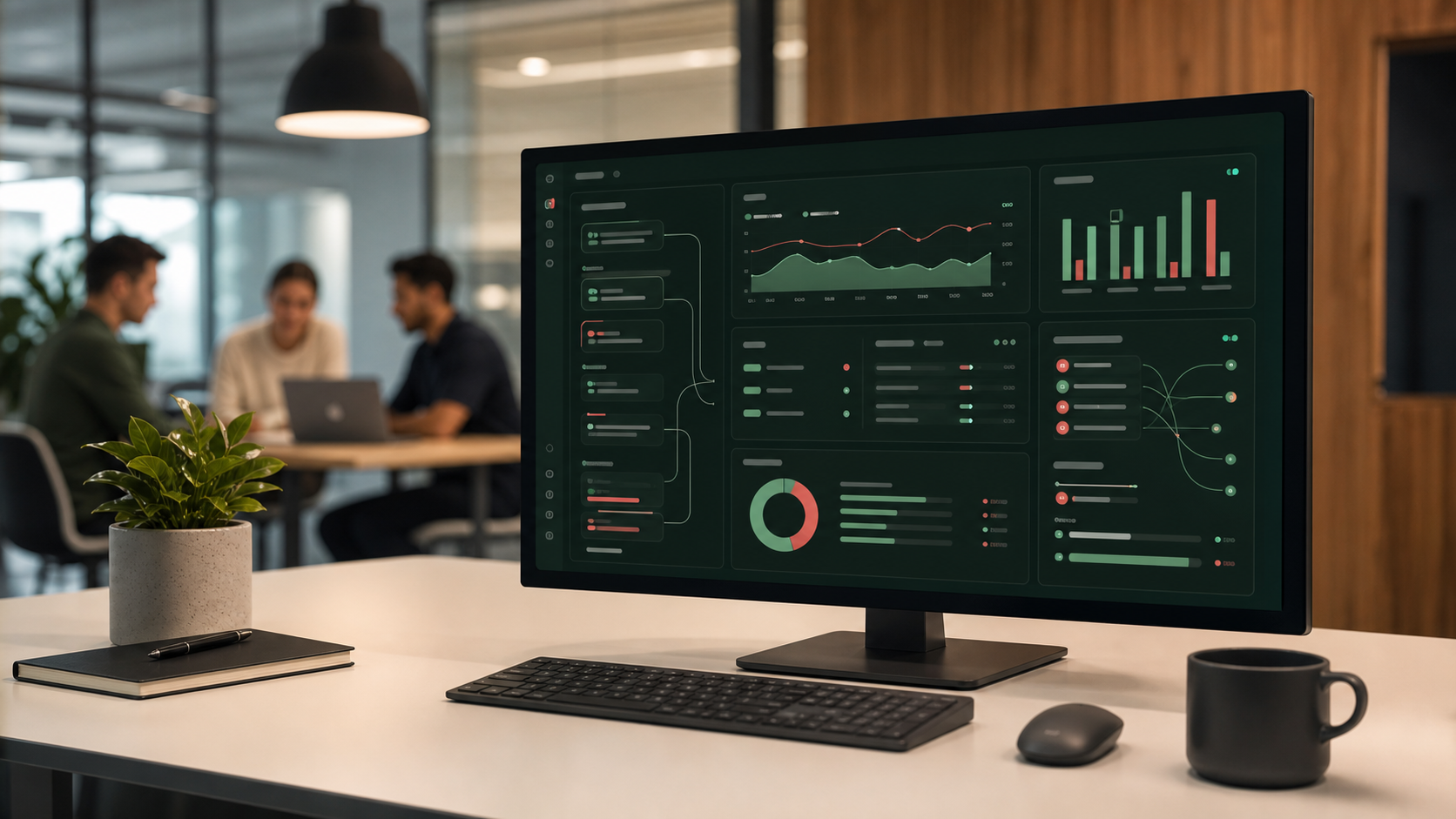 An analytics dashboard showing operating metrics
